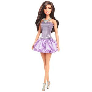 lot 33310 image: Barbie Fashionistas Doll #234 in Sequined Purple Dress and Silvery Accessories  Brown Hair
