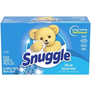 lot 33313 image: Snuggle Fabric Softener Dryer Sheets  Blue Sparkle  120 Count 2 Pack