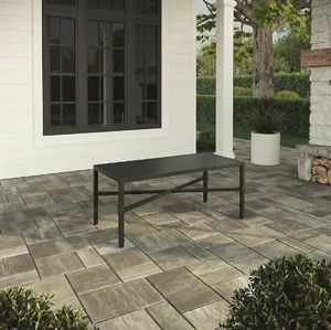 lot 35090 image: My Texas House Cambria Rectangular Steel Outdoor Coffee Table, Black - Retail $97