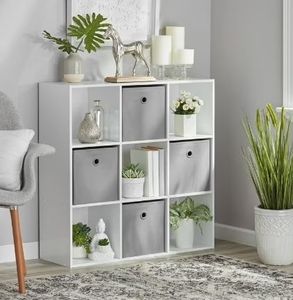 lot 35105 image: Mainstays 9 Cube Storage Organizer, White