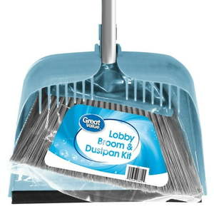lot 35113 image: Great Value Lobby Broom and Dustpan Set  2.75  x 11.81  x 41   Blue