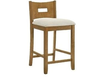 lot 35116 image: Armen living Ren 30 in. Amber Glow Counter Height Rubberwood Barstool with Ivory Fabric Seat - Retail $84