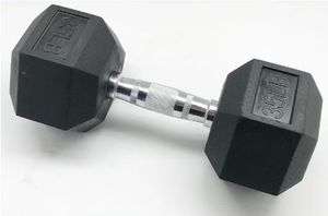 lot 35120 image: Pack of 2 ,BalanceFrom Barbell Rubber Coated Cast Iron Hex Dumbbell, 35 lbs, Single
