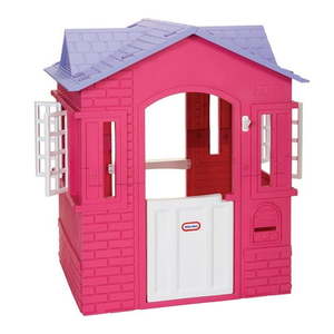 lot 35122 image: Little Tikes Cape Cottage House  Pink - Pretend Playhouse with Working Doors  Window Shutters  and Flag Holder  for Kids 2-8 Years Old - Retail $139