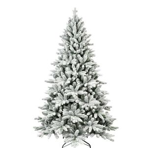 lot 35137 image: 6ft Flocked Christmas Tree, Artificial Christmas Tree with 1100 Branch Tips, White Christmas Tree for Indoor Outdoor Home Holiday Decoration - Retail $80