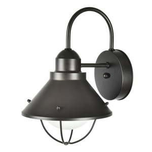 lot 35146 image: Better Homes & Gardens 12  Farmhouse Bronze Outdoor Wall Light  Metal Fixture Opal Glass Shade