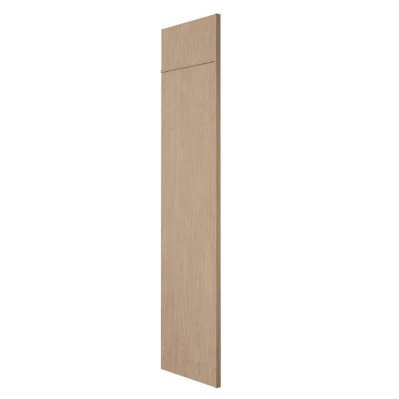lot 30473 image: Sinclair 24 in. W x 84 in. H x 1.5 in. D Refrigerator End Panel Kit With Panel Height Extenders in Shaker Light Oak - Retail $139