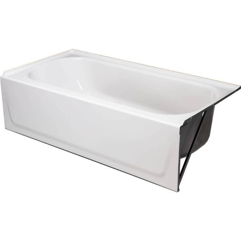 lot 2040 image: Bootz 14.25 in. H X 30 in. W X 60 in. L White Bathtub 9 (Cosmetic Damage)- Retail $219
