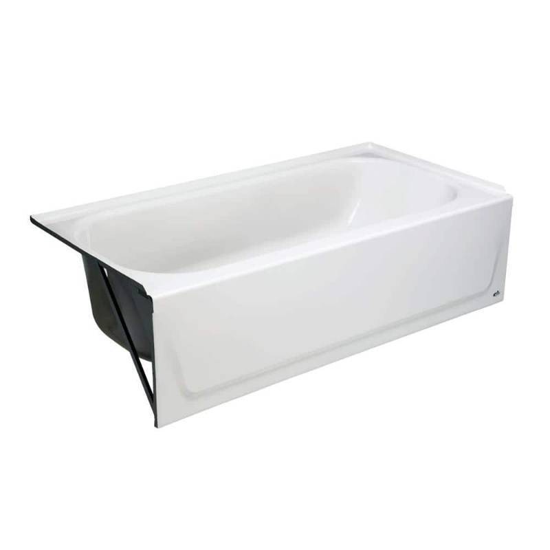 lot 8909 image: Maui 60 in. x 30 in. Alcove Soaking Bathtub with Left Drain in White (Cosmetic Damage) - Retail $309