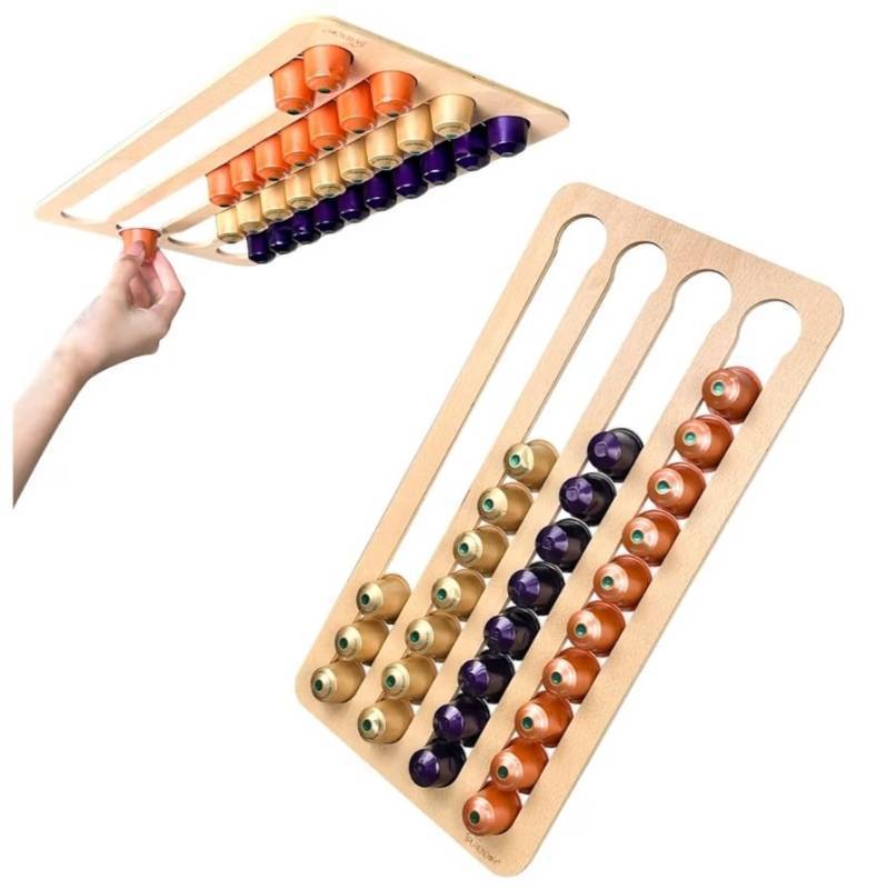 lot 23654 image: Adhesive Coffee Pod Holder for Nespresso Original Line, Coffee Pod Storage, Holds 40 Espresso Pods, Vertical or Horizontal Mount, Small (one pack)