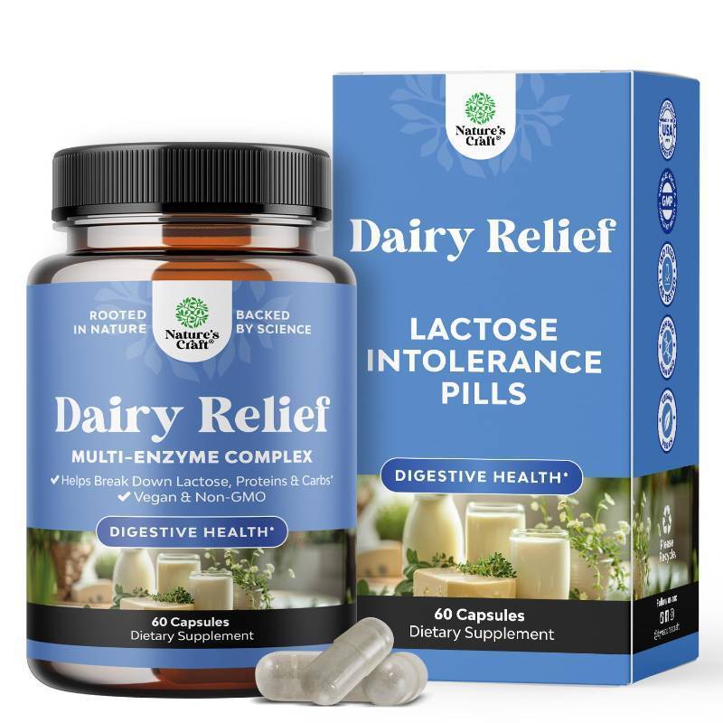 lot 32066 image: Lactose Intolerance Pills - Fast Acting Dairy Digestive Enzymes - Dairy Relief Pills for Digestion, Bloating, Gas and Carb Protein - Digestion Supplement for Lactose Intolerance Relief 60ct (BEST BY 122027)