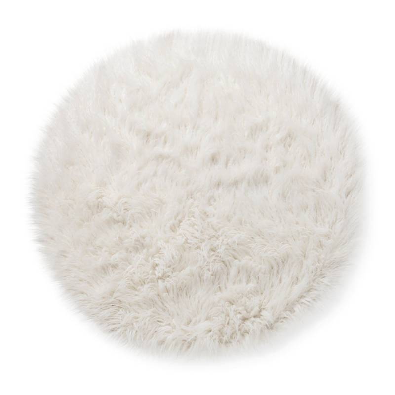 lot 15171 image: Faux Fur Round Kids Rug White - Pillowfort (36 Diameter)