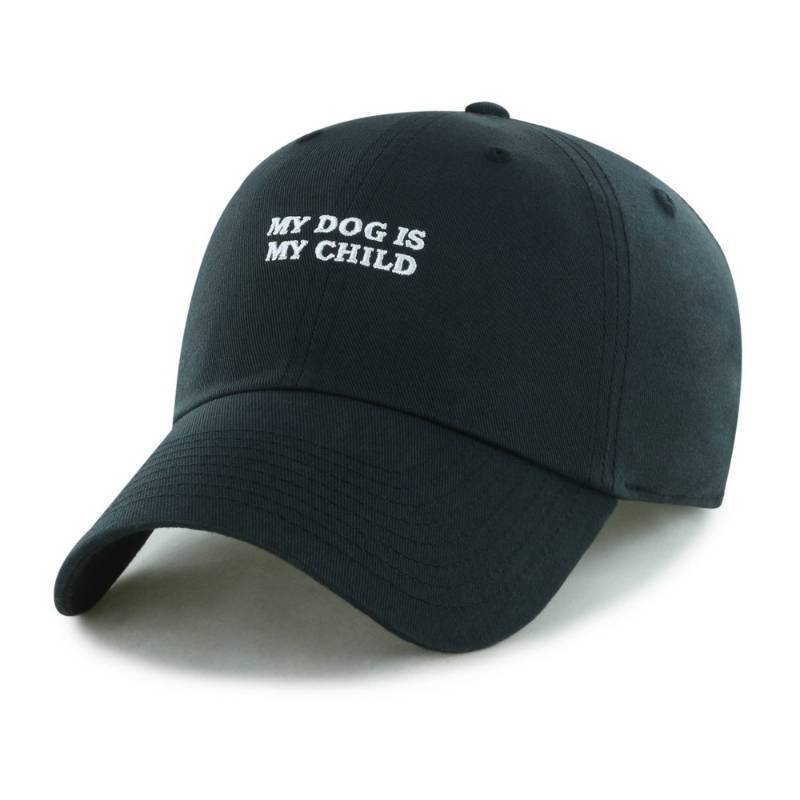 lot 30399 image: Lifestyle Adult My Dog is My Child Cotton Baseball Hats - Black Adjustable Slide Closure
