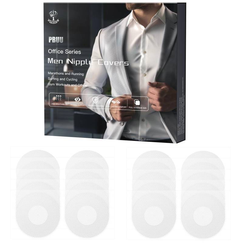 lot 32265 image: pbuu Running Nipple Covers for Men No Show Protection Men, 240 PCS Nipple Tape Guards for Runners, Anti Chafing Marathon Use, Multi-Size Packs, All-Day Comfort, Confident Coverage
