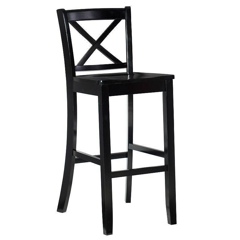 lot 13811 image: Linon Torino 30  Indoor Wood X Back Counter Stool  -Black