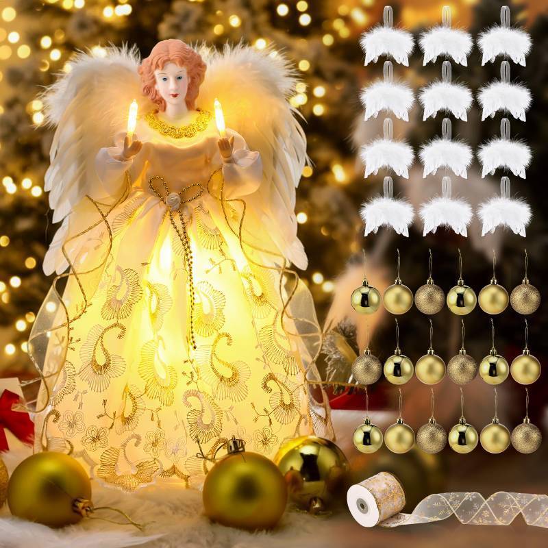 lot 32382 image: 38 Pcs Christmas 12 Angel Tree Topper Set