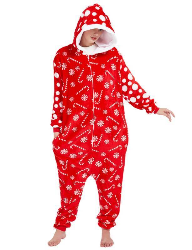 lot 32479 image: Christmas Pajamas One-Piece Candy Cane Onesie for Adults, Unisex L