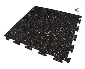 lot 30551 image: Pack of 3, American Floor Mats Fit-Lock 38 Inch Heavy Duty Rubber Flooring - Interlocking Rubber Tiles (24 x 24 tile) Solid Black - Single Corner Tile