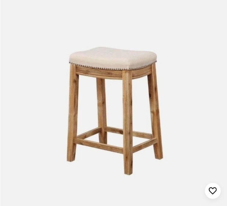 lot 30837 image: Linon Claridge Bar Stool Natural Padded Seat Acacia Natural Wood 18.5 x 14.3 x 26 - Retail $67