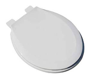 lot 15754 image: Round Toilet Seat with Vari-Adjust Lok-Down RNC Hinge and Quik-Lok Mounting Hardware, Round, White