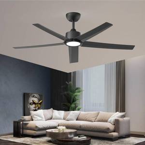 lot 15756 image: ocioc Ceiling Fans with Lights, 52 inch Black Ceiling Fan with Light and Remote Control, 3CCT, Quiet DC Motor, 5 Blades Modern Ceiling Fan for Living Room Farmhouse Bedroom - Retail $90