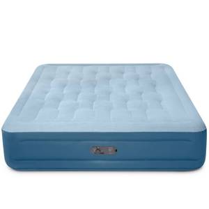 lot 15773 image: Intex Mid Rise Hexbeam 14 Electric Pump Queen Air Mattress - Dark Blue Denim IndoorOutdoor Use, Built-In Air Pump - Retail $58