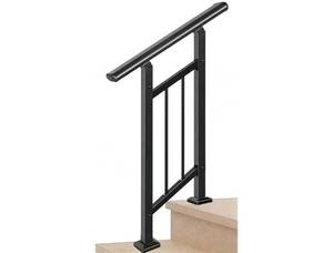 lot 33330 image: Metty Metal Handrails for Outdoor Steps,1-2 Step Stair Handrail & Indoor Stair Railing Kit Black Railings for Outdoor Steps and Hand Rails for Seniors for Porch(2 Step -Black) (See Details)