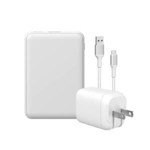 lot 34544 image: GEMS USB-A to USB-C Charging Gift Set with 5000MmAh Power Bank, Cable, and Wall Charger - White
