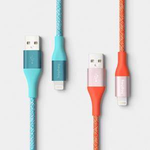 lot 34548 image: 10ft USB-A to Lightning Braided Cable - 2pk - heyday Turquoise Poppy