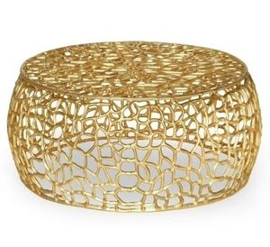 lot 35164 image: GDF Studio Brightwell Modern Handmade Aluminum Mesh Coffee Table, Gold - Retail $270