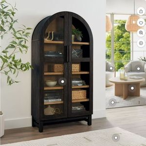 lot 35189 image: Better Homes & Gardens Juliet Arch Accent Cabinet, Black Finish - Retail $298