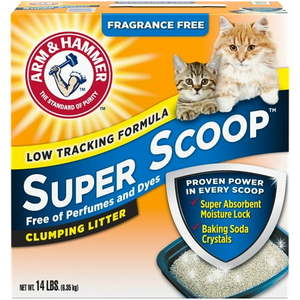 lot 35198 image: Pack of 4, ARM & HAMMER Super Scoop Fragrance Free Clumping Clay Cat Litter 14 lb