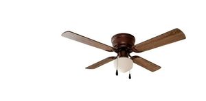 lot 35199 image: Mainstays 42 Inch Hugger Metal Indoor Ceiling Fan with Light, Oil Rubbed Bronze, 4 Blades, LED Bulb, Reverse Airflow
