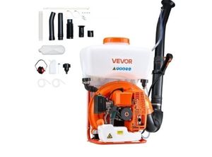 lot 35227 image: VEVOR Backpack Fogger Sprayer, 63CC 3HP Engine, Gas Powered Fogger Sprayer with 4 Gallon Tank, Powder and Liquid Mister Duster System for Effective Fleas Ticks Critters Control, Gardening & Farming - Retail $256