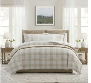 lot 35243 image: My Texas House Plaid 11-Piece Comforter Set with Sheets, Taupe, Queen