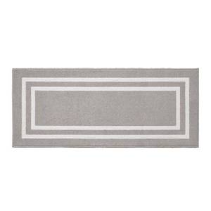 lot 35260 image: Washable Skid-Resistant Runner Rug Border Dark Grey and White  26 x 96