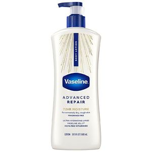 lot 35294 image: Vaseline Advanced Repair Body Lotion for Dry Skin Advanced Repair Unscented Lotion Made with Ultra-Hydrating Lipids and Vaseline� Jelly That Repairs Extremely Dry Skin 20.3 Fl oz
