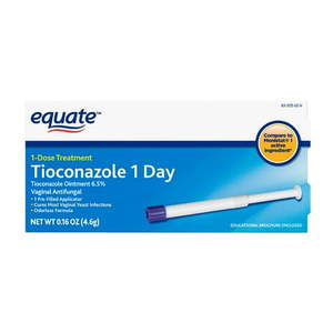 lot 35296 image: Equate Tioconazole 1-Day Treatment  Vaginal Antifungal  4.6 Gram
