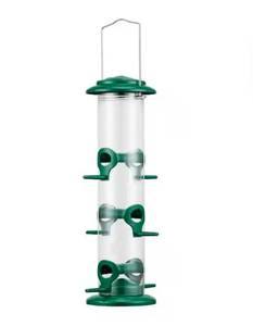 lot 35298 image: Green Metal Hanging Bird Seed Feeder with 14 in. 6-Port for Wild Birds
