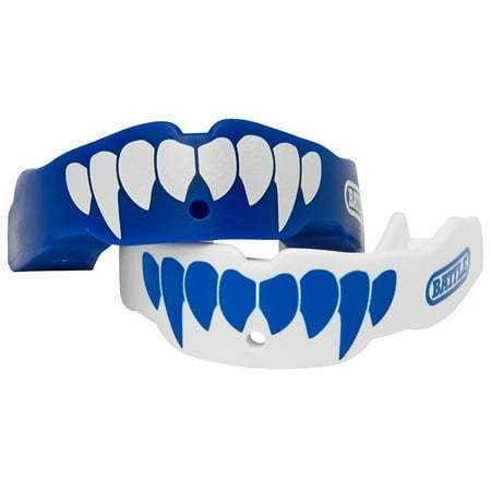lot 13918 image: Battle Sports Adult Fang Mouthguard 2-Pack with Straps - BlueWhite