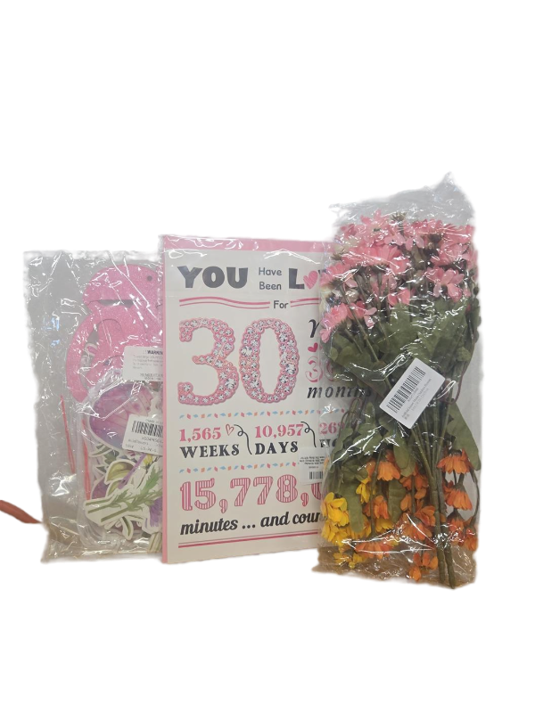 lot 9907 image: 30th Birthday Card and Decorations Set