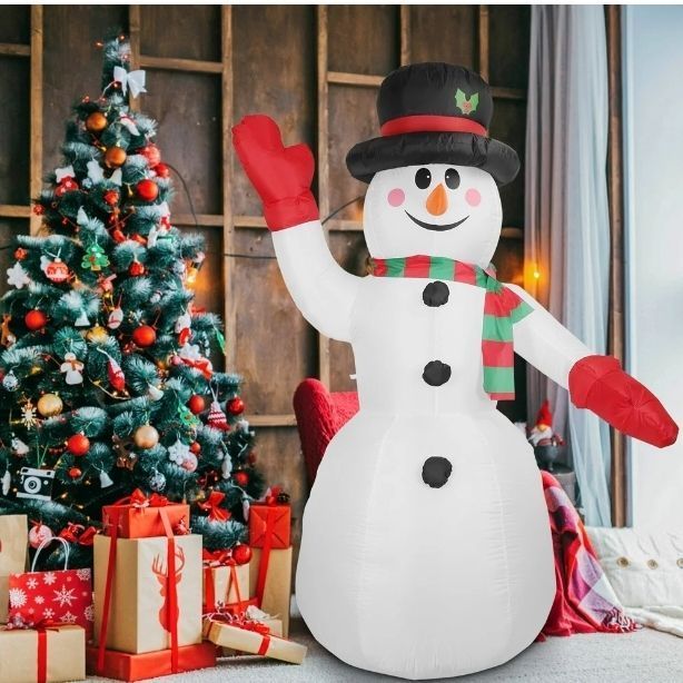 lot 13293 image: Moclever 7.9ft Christmas Inflatable Snowman IPX4 Waterproof Light up Snowman Decoration, White