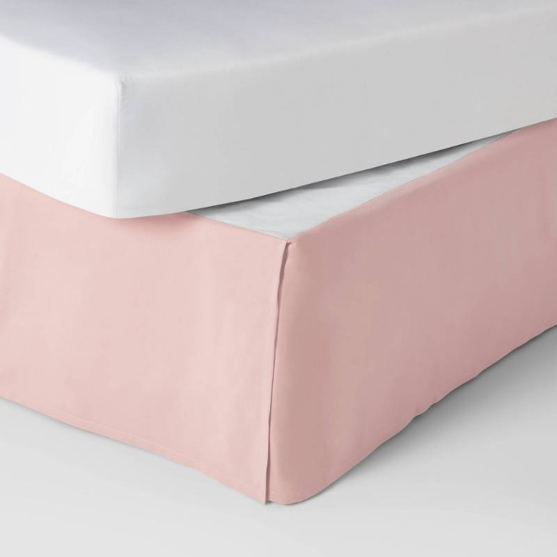 lot 15315 image: Full Simple Pleat Kids Bedskirt Pink - Pillowfort Full Size, Solid Microfiber, OEKO-TEX Certified, 14 Drop