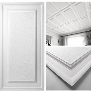 lot 15784 image: Art3d Drop Ceiling Tiles 24x48 inch White (12-Pack, 96 Sq.ft), 3D Wainscoting Panels Glue Up 2x4 FT - Retail $110