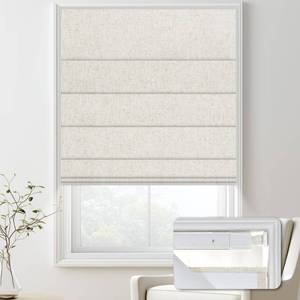lot 15806 image: Doing-X No Drill Blackout Roman Shades for Indoor Windows,Cordless Roman Blinds,Linen No Tools Window Shades,Easy to Install Window Blinds for Home Bedroom,Blackout-Linen Beige (27Wx72H) - Retail $66