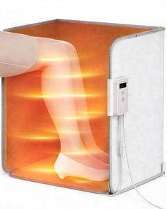 lot 15810 image: Under Desk Heater, Foot Warmer with Foot Heating Pad, Quiet 195W Under Desk Foot Warmer with Detachable Blanket for Office Home, Energy-Saving 5 Temperature Levels Timer Grey Cuboid UEMUSI - Retail $66