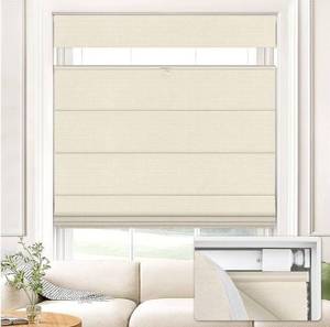 lot 33357 image: UNISHADES No Drill Top Down Bottom Up Roman Shades for Windows, 40 W x 64 H, Beige