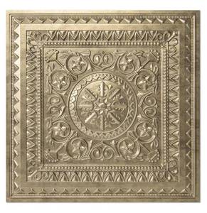 lot 33369 image: Art3d Drop Ceiling Tiles, Glue up Ceiling Tiles, 2x2 Plastic Sheet in Antique Gold (12-Pack, 48 Sq.ft)