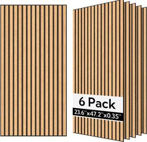 lot 34565 image: Olanglab Wood Veneer Acoustic Wall Panels 6 Pack, 23.6 47.2 Sound Absorbing Wall Panels for Interior Wall Decor, Light Walnut (NOT ALL THE SAME SIZE)
