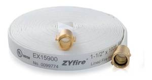 lot 34577 image: ZYfire 1-12 inch x 100ft Fire Hose with Brass Couplings EX15900 - Retail $85